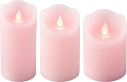 Lumineo LED kaarsen/stompkaarsen set - 3x stuks - lichtroze - met afstandsbediening