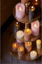 Lumineo LED kaarsen/stompkaarsen set - 3x stuks - lichtroze - met afstandsbediening