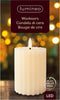 Lumineo luxe LED kaars/stompkaars - creme wit ribbel - D7,5 x H12 cm - timer