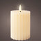 Lumineo luxe LED kaars/stompkaars - creme wit ribbel - D7,5 x H12 cm - timer