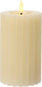 Lumineo luxe LED kaars/stompkaars - creme wit ribbel - D7,5 x H15 cm - timer