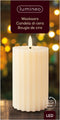 Lumineo luxe LED kaars/stompkaars - creme wit ribbel - D7,5 x H15 cm - timer