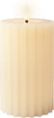 Lumineo luxe LED kaars/stompkaars - creme wit ribbel - D7,5 x H15 cm - timer