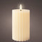 Lumineo luxe LED kaars/stompkaars - creme wit ribbel - D7,5 x H15 cm - timer