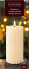 Lumineo luxe LED kaars/stompkaars - creme wit ribbel - D7,5 x H17 cm - timer