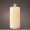 Lumineo luxe LED kaars/stompkaars - creme wit ribbel - D7,5 x H17 cm - timer