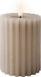 Lumineo Luxe LED kaars/stompkaars - lichtgrijs - ribbel - D7,5 x H12,3 cm - timer