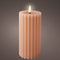 Lumineo Luxe LED kaars/stompkaars - lichtroze - ribbel - D7,5 x H17,3 cm - timer