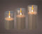 Lumineo luxe LED kaarsen - in glas - 3x stuks - grijs - stompkaarsen - timer
