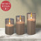 Lumineo luxe LED kaarsen - in glas - 3x stuks - grijs - stompkaarsen - timer