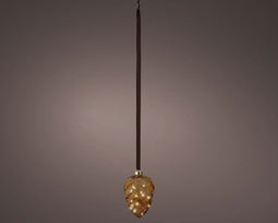 Lumineo - Micro LED dennenappel binnen dia15-H21cm brown/warm white