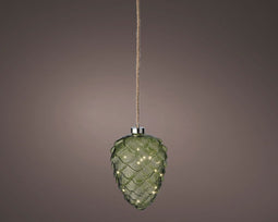 Lumineo - Micro LED dennenappel binnen dia15-H21cm green/warm white