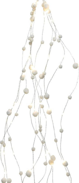 Lumineo - Micro LED sneeuwbal tros op batterij 75 cm 48L zilver/war...