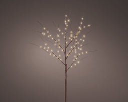 Lumineo - Micro LED tak BO d30h120 cm bruin/wit kerstverlichting