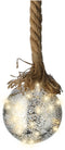 Lumineo Verlichte kerstbal - glas - aan touw - D10 cm - zilver - 15 led lampjes - warm wit