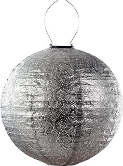 Lumiz Solar Buitenlamp - Buitenverlichting - Lampion - Solar Tuinverlichting - Tigres Rond - 40 cm - Zilver