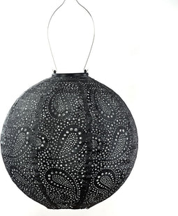 Lumiz Solar Buitenlamp - Buitenverlichting - Lampion - Solar Tuinverlichting - Paisley Rond - 30 cm - Donker Grijs