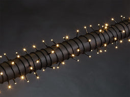 Luna LED, lichtslinger, 12 m, 160 leds, warmwit, groene kabel, voor binnen en buiten, modulator, 24 V