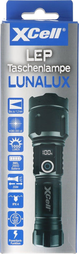 LUNALUX LEP zaklamp focusseerbaar, 1000 lumen, straalbereik tot 1200 meter, inclusief 26650 Li-Ion batterij