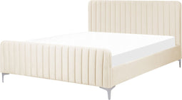 LUNAN - Tweepersoonsbed - Beige - 160 x 200 cm - Fluweel