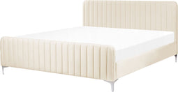 LUNAN - Tweepersoonsbed - Beige - 180 x 200 cm - Fluweel