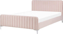 LUNAN - Tweepersoonsbed - Roze - 140 x 200 cm - Fluweel