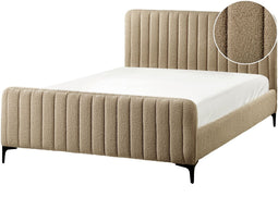 LUNAN - Tweepersoonsbed - Taupe - 140 x 200 cm - Bouclé