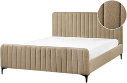 LUNAN - Tweepersoonsbed - Taupe - 160 x 200 cm - Bouclé