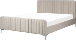 LUNAN - Tweepersoonsbed - Taupe - 160 x 200 cm - Fluweel