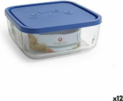 Lunchbox Borgonovo Vierkant Blauw 1,8 L 18,5 x 18,5 x 7,4 cm (12 Stuks)