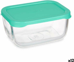Lunchbox SNOW BOX Groen Transparant Glas Polyethyleen 420 ml (12 Stuks)