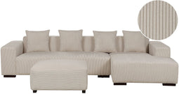 LUNGO - Hoekbank met ottomaan - Beige - Linkerzijde - Corduroy