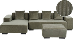 LUNGO - Hoekbank met ottomaan - Groen - Rechtszijdig - Corduroy