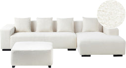 LUNGO - Hoekbank met ottomaan - Wit - Linkerzijde - Bouclé