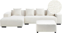 LUNGO - Hoekbank met ottomaan - Wit - Rechtszijdig - Bouclé