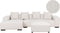 LUNGO - Hoekbank met ottomaan - Wit - Rechtszijdig - Corduroy