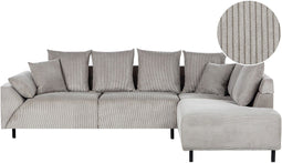 LUNNER - Hoekbank - Lichtgrijs - Linkszijdig - Corduroy