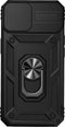 Lunso - Armor backcover hoes met ringhouder - Geschikt voor iPhone 14+ / 14 Plus - Zwart