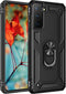 Lunso - Armor backcover hoes met ringhouder - Geschikt voor Samsung Galaxy S21 FE - Zwart