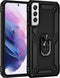 Lunso - Armor backcover hoes met ringhouder - Geschikt voor Samsung Galaxy S22 - Zwart