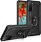 Lunso - Armor backcover hoes met ringhouder - Geschikt voor Samsung Galaxy S21 FE - Zwart