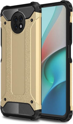 Lunso - Armor Guard backcover hoes - Geschikt voor Xiaomi Redmi Note 9 - Goud