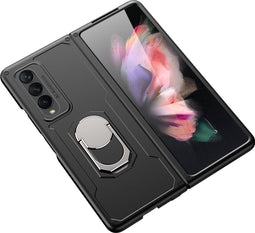 Lunso - Armor Guard backcover hoes met ringhouder - Geschikt voor Samsung Galaxy Z Fold3 - Zwart