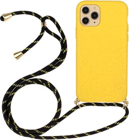 Lunso - Backcover hoes met koord - Geschikt voor iPhone 11 Pro Max - Geel