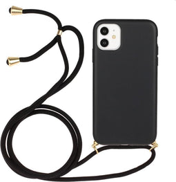 Lunso - Backcover hoes met koord - Geschikt voor iPhone 11 - Zwart