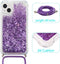 Lunso - Backcover hoes met koord - Geschikt voor iPhone 14 - Glitter Paars