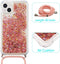 Lunso - Backcover hoes met koord - Geschikt voor iPhone 14 - Glitter Rose Goud