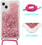 Lunso - Backcover hoes met koord - Geschikt voor iPhone 14 - Glitter Roze