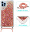 Lunso - Backcover hoes met koord - Geschikt voor iPhone 14 Pro Max - Glitter Rose Goud