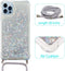 Lunso - Backcover hoes met koord - Geschikt voor iPhone 14 Pro Max - Glitter Zilver